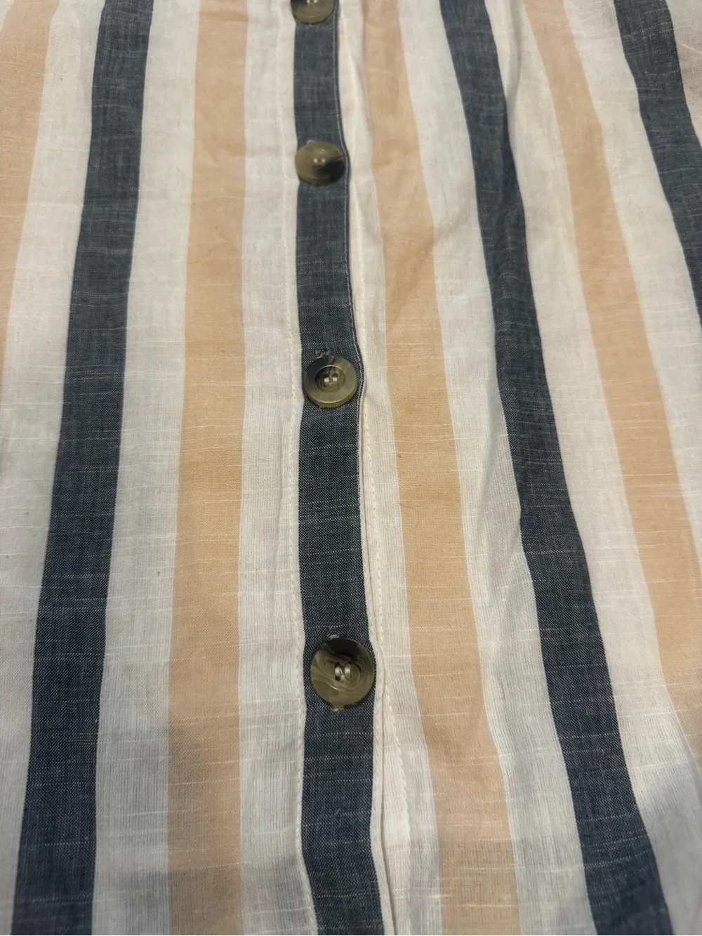 Mlle Gabrielle Striped Button-Front Maxi Skirt in Cream, Tan and Blue - Picture 9 of 10